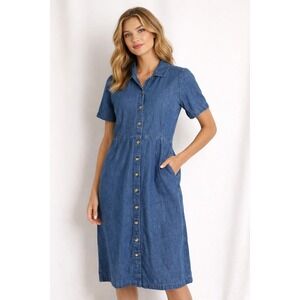 Serengeti- Blue Vintage Looking Jean Dress Size PM‎ 100%Cotton